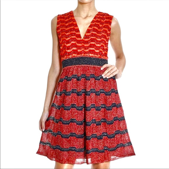 MISSONI Chevron Lurex Shimmer Zig Zag Knit Low-Back Dress - Picture 1 of 8